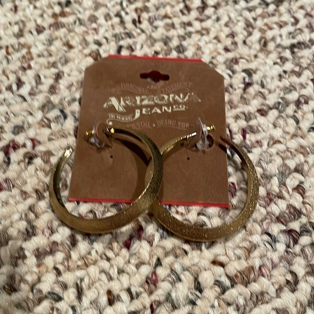Gold Toned Textured Hoop Earrings